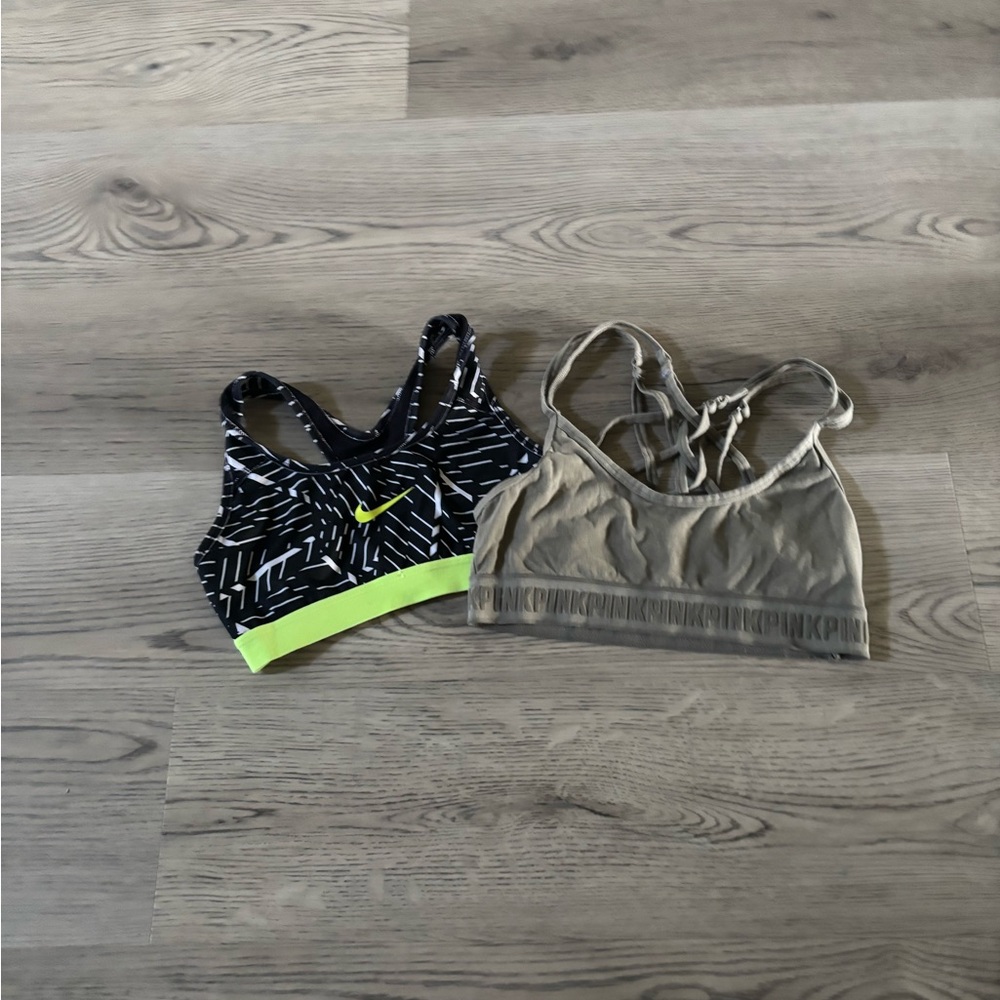 Black and green Sports Bras